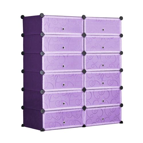 Timeless Tools purple 12-compartment plastic shoe storage cabinet