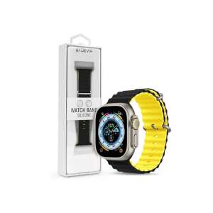 Devia Deluxe Series Sport6 szilikon kétszínű óraszíj Apple Watch-hoz 38-41mm Fekete/Sárga - Okosóra szíj