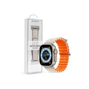 Devia Deluxe Series Sport6 Silicone Two-Tone Watch Band for Apple Watch 42-49mm in Starlight and Orange - Smart watch strap