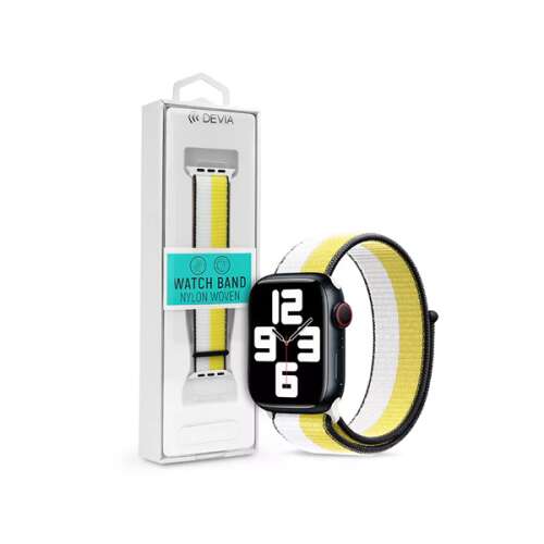 Devia Nylon fonott, állítható, kétszínű óraszíj Apple Watch-hoz 42-49mm-es méretben, Oat Milk színben - Devia