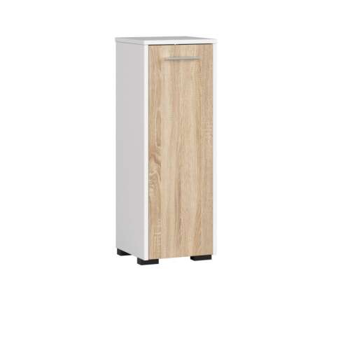 White and Sonoma wood bathroom cabinet with a single door and shelf, P82_30