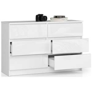 Fehér 6 fiókos komód, Komód P77_120 #fehér-fehér fényes - Akord
