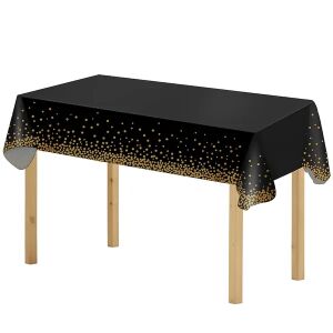 Springos PEVA tablecloth for party black and gold - Tablecloth