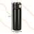 Black stainless steel thermos with LED temperature display and drinking spout, 420ml, side view with dimensions