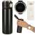 Black stainless steel thermos with LED temperature display and drinking spout, 420ml