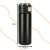 Black stainless steel thermos with LED temperature display and drinking spout, 420ml, side view with dimensions