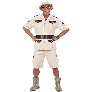 Safari férfi jelmez S-es méretben, tartalmazza a pólót, a nadrágot és az övet - Widmann