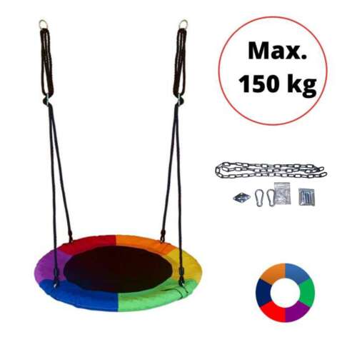 SmileSPORT by Pepita acélvázas Fészekhinta rozsdamentes acél felfüggesztő szettel 100cm #szivárvány