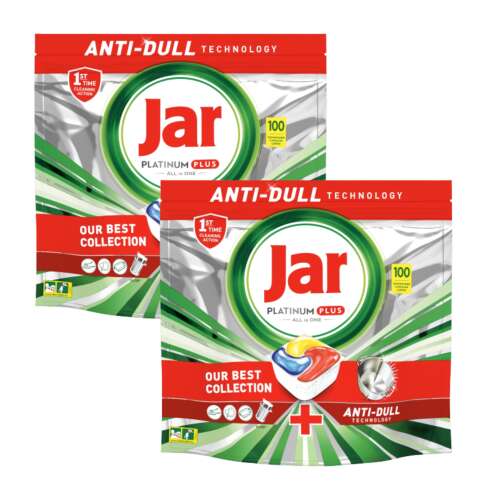 Két csomag Jar Platinum Plus All In One Lemon Mosogatógép kapszula, 2x100 darab
