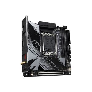 Schräge Ansicht des AORUS B760I PRO DDR4 Mini-ITX Mainboards - Grundplatten