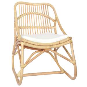 Rattan Fotel Krém Párnával - 73x50x78 cm