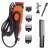 Electric pet clipper with adjustable blade, black and orange color, with accessories: combs, oil, brush, comb