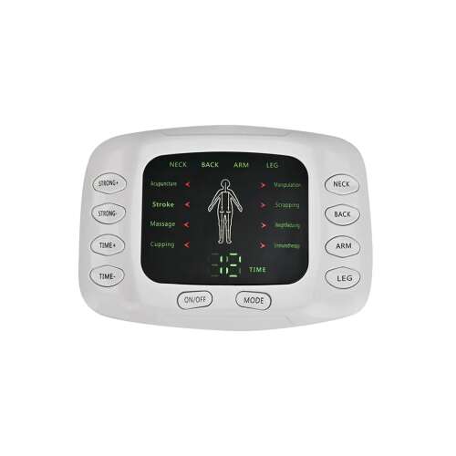 Izomideg EMS TENS elektrostimulátor silný, predný pohľad na zariadenie s ovládacím panelom