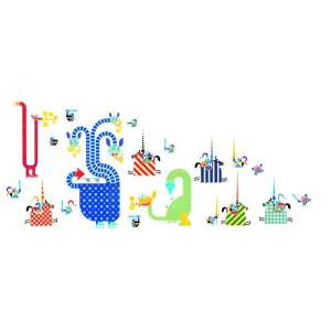 Naklejki ścienne Djeco Dragons, 21 kolorowych naklejek do pokoju dziecięcego - Dekoracja pokoju dziecięcego