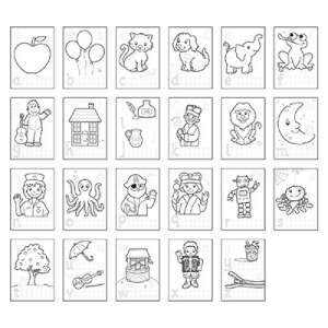 Orchard Toys ABC Sticker Colouring Book, alphabet coloring book with stickers, learn to write the alphabet, 26 letters, coloring pages, educational, preschool, kindergarten, kids, children - Activity Book, Coloring