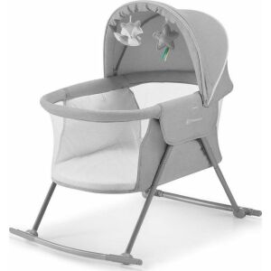 Kinderkraft Lovi 3-in-1 Grey Baby Crib with Canopy and Toys - Cribs & Cradle