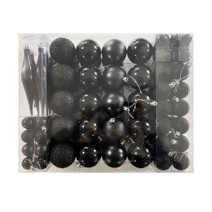 Timeless Tools Set de 112 piese de ornamente negre pentru brad în ambalaj - Decorațiuni pentru pomul de Crăciun