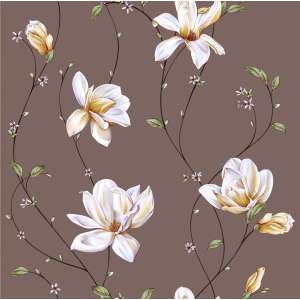 Magnólia Virágminta Tapéta - Barna - 53cm x 10m