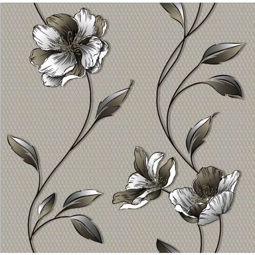 Simplex Louisa szürke virágos tapéta, közeli kép