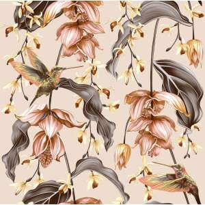 Wallpaper simplex Hummingbirds 3D beige 76057016 - Wallpaper