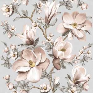 Tapet Simplex Vesta 3D gri cu model floral - Wallpaper