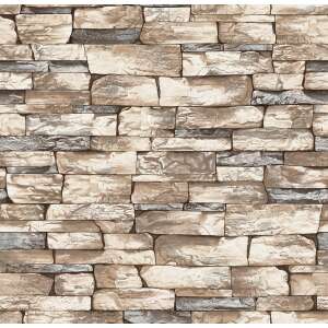 Beige brick 3D effect wallpaper, waterproof, 0.53m x 10m roll - Construction & Renovation
