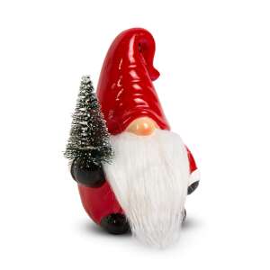 Red Christmas gnome with white beard holding a small Christmas tree, festive decoration - Nonbrand Christmas Decoration