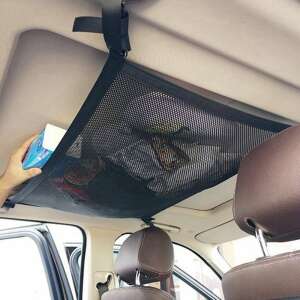 Black car roof storage net, hanging organizer for car, easy to install, holds toys, groceries, and other items - Car Organizer