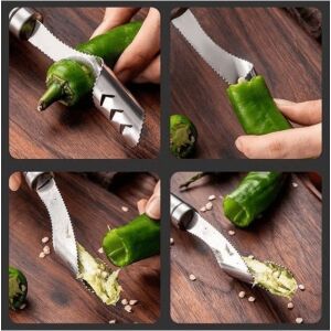 Nôž na odstraňovanie jadier z papriky: Nôž z nehrdzavejúcej ocele na odstraňovanie semien z papriky pri používaní - Kuchynské pomôcky