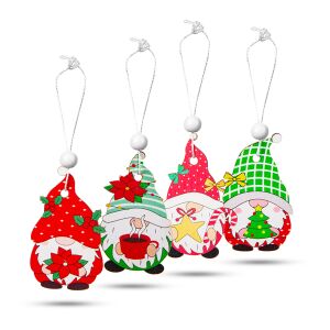 Set decoratiuni Craciun - figurine agățate, gnomi din lemn - 4 modele - 12 buc/pachet