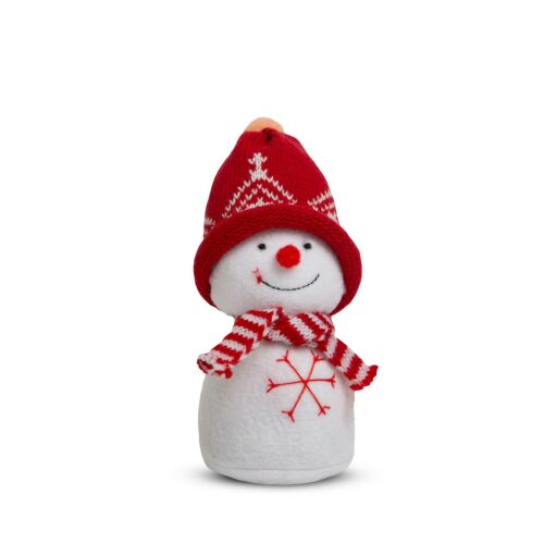 Decorațiune Karácsonyi hóember, 20 cm, om de zăpadă de Crăciun cu pălărie roșie
