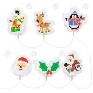 Christmas LED light string with Santa, snowman, reindeer, penguin, holly and penguin figures, 6 LED lights, battery operated, warm white light - Nonbrand String Light