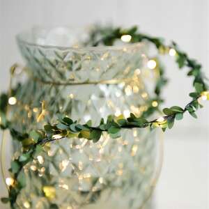 LED fairy lights with green leaves, 10 LED lights, 1 meter long, battery operated - Nonbrand String Light