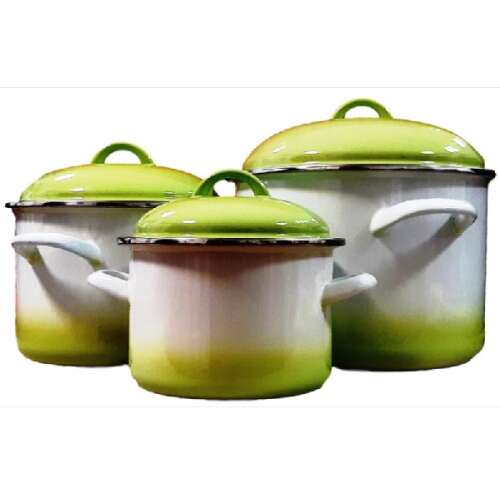 Bonyhádi EMA-LION Zománcozott Fazékszett - 6 db, Világoszöld