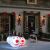 Inflatable Snowman Heads as Outdoor Christmas Decorations