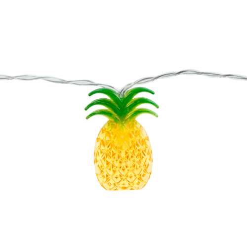 Ananász LED fényfüzér, 10 melegfehér LED, 1,65m hosszú, elemmel működő, tökéletes otthoni dekorációhoz