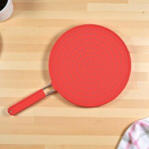 28 cm silikónová ochrana proti striekaniu s rukoväťou, červený lapač tuku - Kuchynské pomôcky