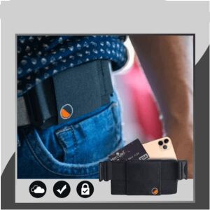 Inconspicuous wallet and sports phone holder attached to pants, holding phone and credit card - Men's Wallet