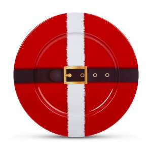 Kovový podnos s červeno-bielym vzorom Santa Clausa, 33 cm - Tácky