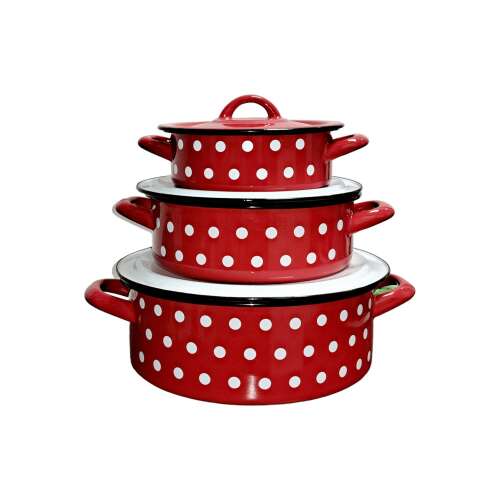 Bonyhádi EMA-LION piros pöttyös kicsi lábas szett, 6 darabos