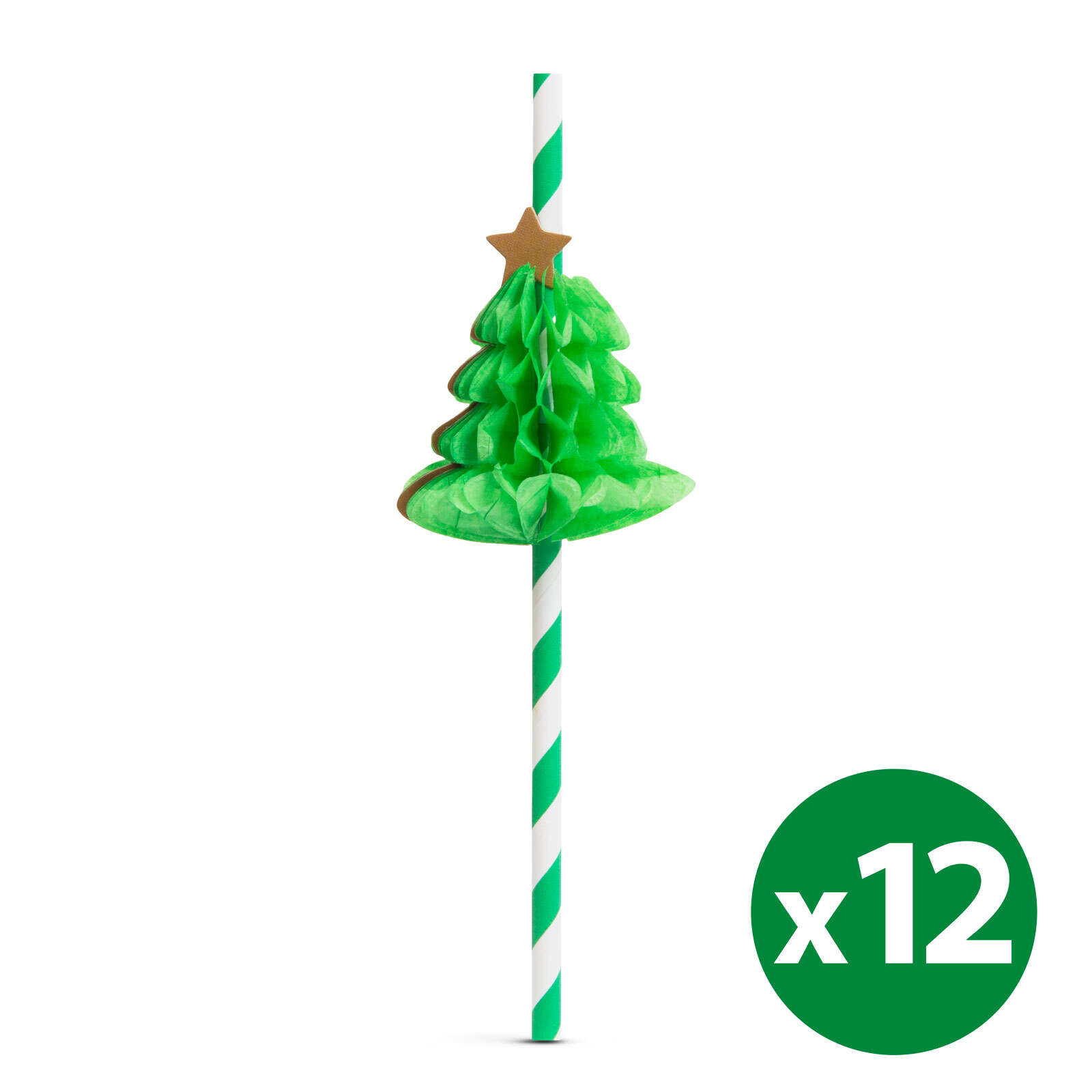 Papierová slamka - 3D strom - 197 x 6 mm - 12 ks / balenie