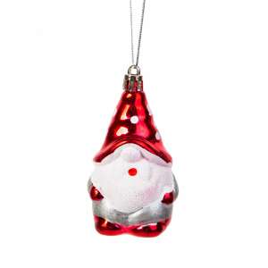 Ornament de pom de Crăciun Santa Claus roșu și alb cu sclipici, 85 x 50 mm - Nonbrand Decorațiuni pentru pomul de Crăciun