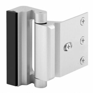Door Security Reinforcement Lock, white finish, angled view - Door