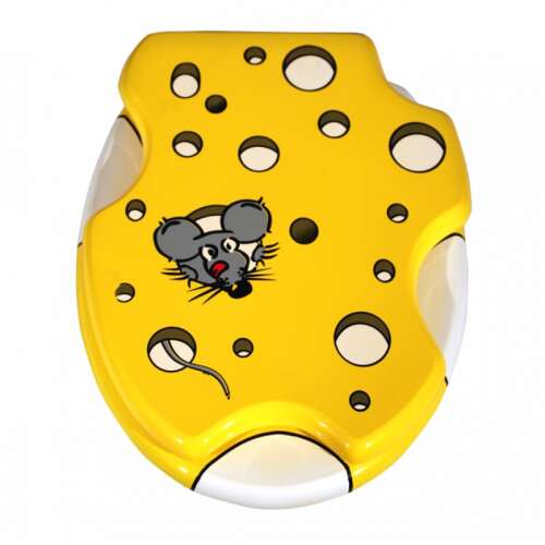 Quadrat univerzális MDF WC ülőke sajtos egér mintával sárga színben