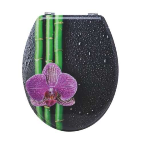 Quadrat univerzális MDF WC ülőke - Bambusz és orchidea #fekete-zöld