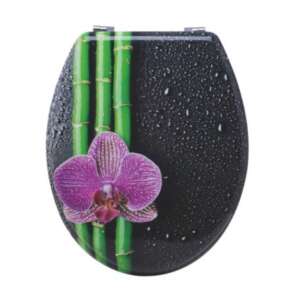 Quadrat univerzális MDF WC ülőke - Bambusz és orchidea #fekete-zöld