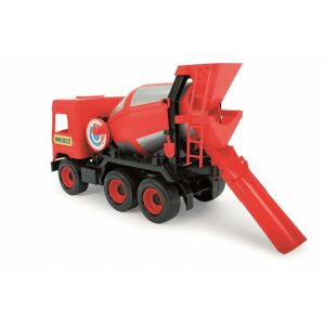 Wader Middle Truck Betonkeverő 43cm - Red and Grey Concrete Mixer Toy Truck - Work machine for children