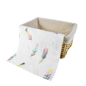 Musselin-Wickeltuch mit Federmuster, Babydecke, Spucktuch, Mehrzwecktuch, 115 x 105 cm - Babys & Toddler