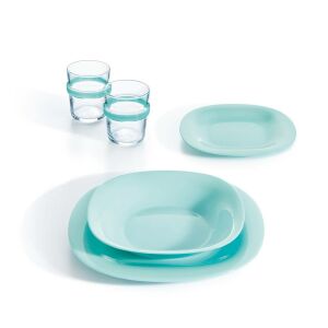 Luminarc Carine Mély türkiz tányér szett poharakkal - Luminarc