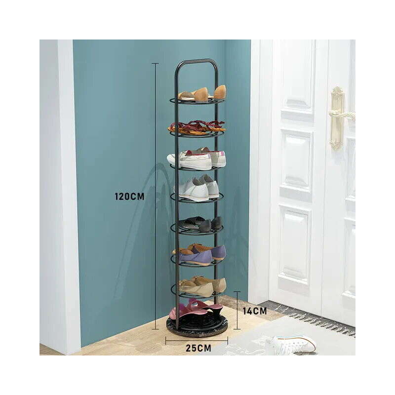 Elite Home® 7-tier shoe rack with steel frame and artificial stone base, black